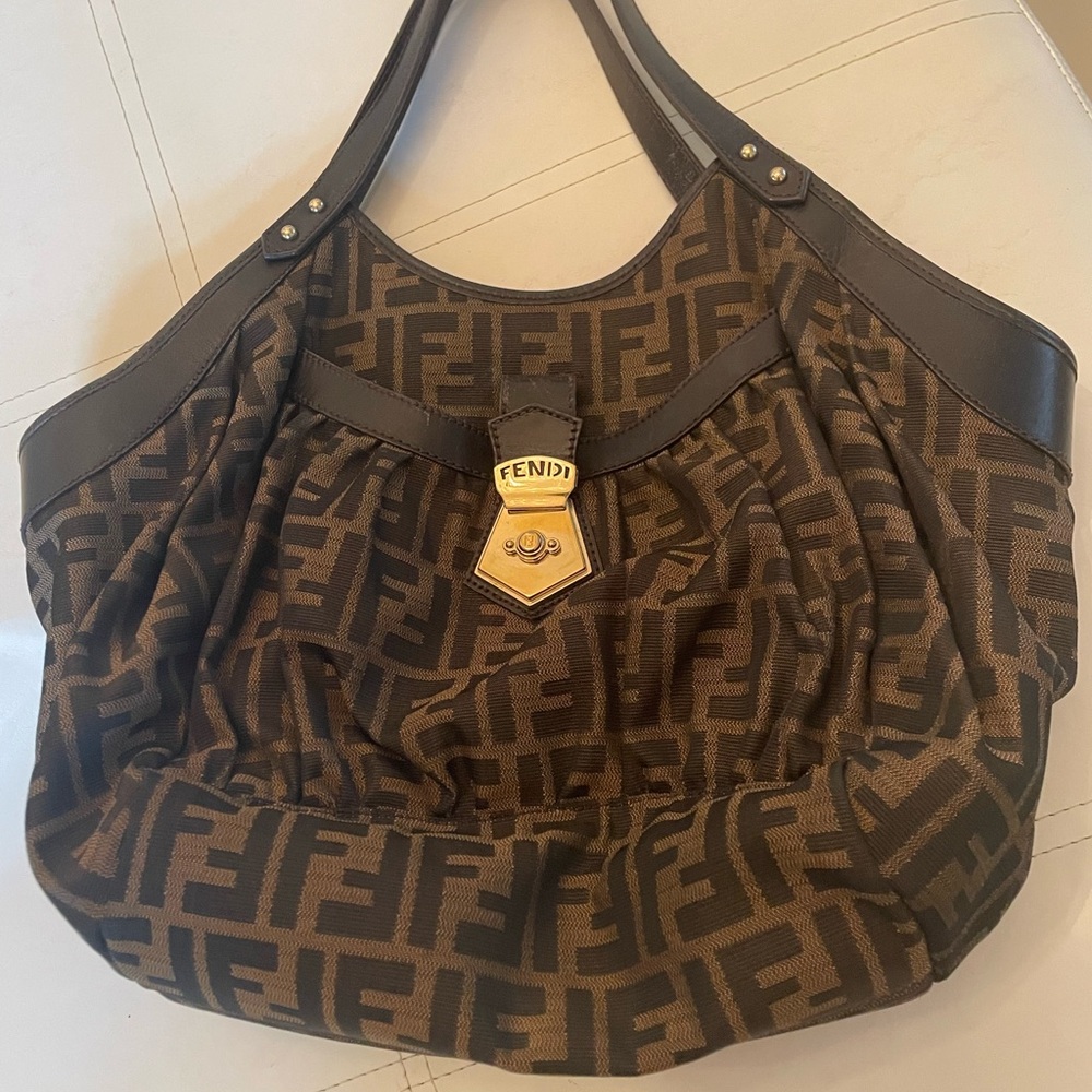 Fendi Black and Brown Monogram Shoulder Bag